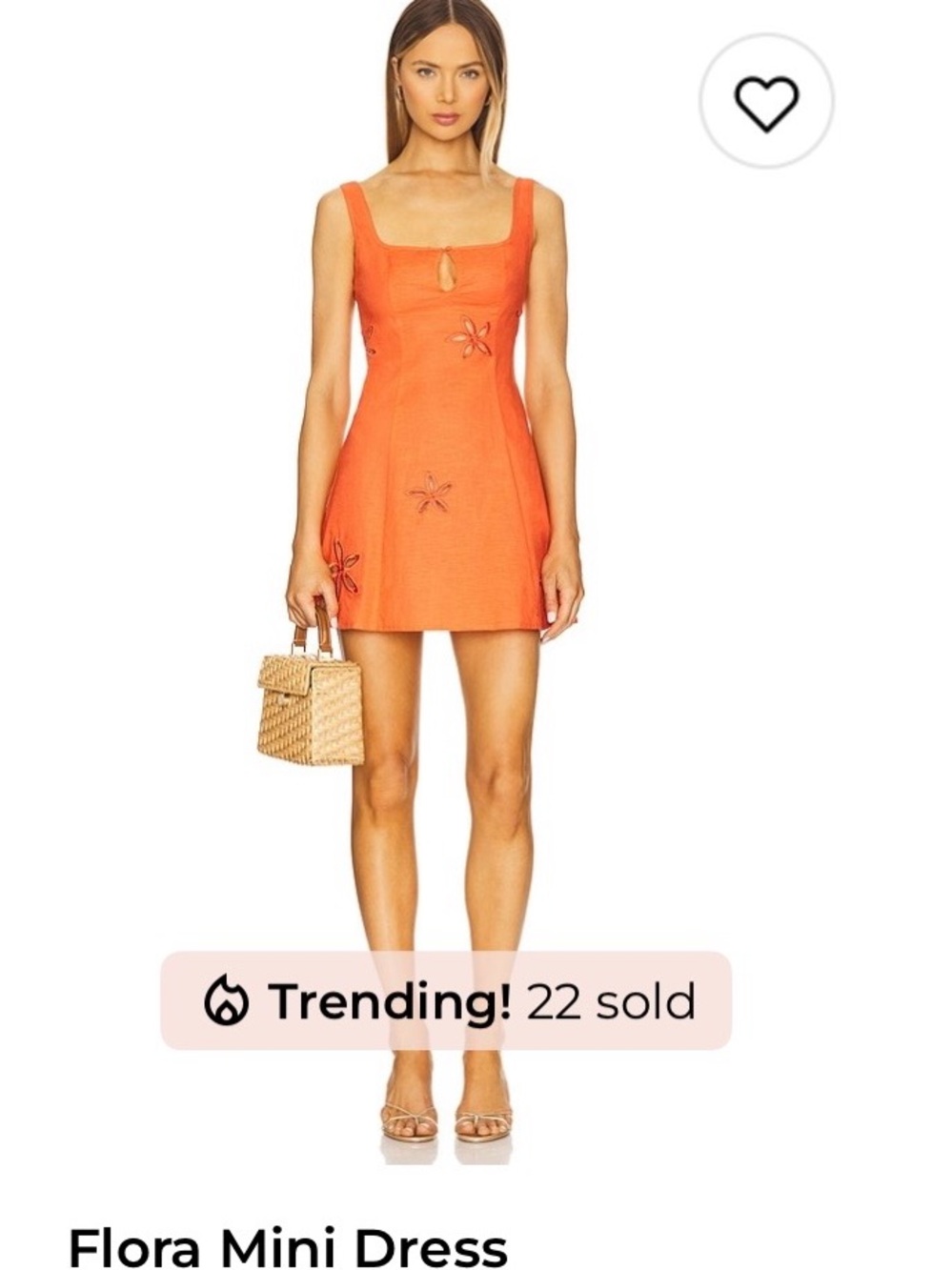 Orange Floral Embroidered Mini Dress